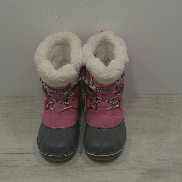 Cat & Jack Perfectly Pink & Gray Lace up Fur lined Snow Winter Boots Size 13 - Picture 4 of 10